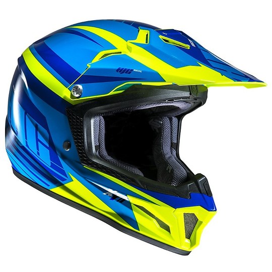 Cross Hood Cross Moto Helmet HJC CL-XY II BATOR Blue Yellow