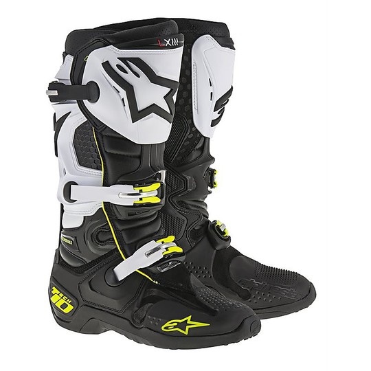 Cross Motorcycle Boots Enduro Alpinestars Tech 10 Black White