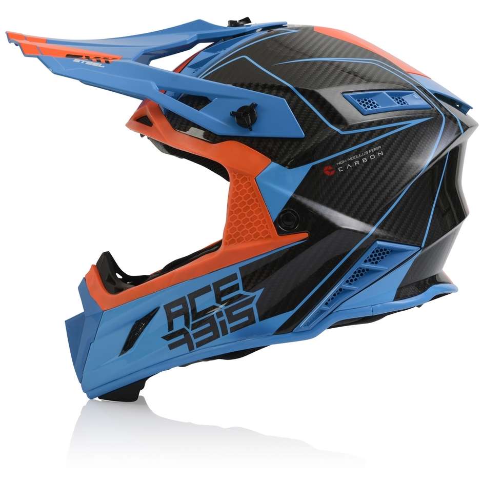 Cross motorcycle helmet in Acerbis STEEL Carbon Orange Blue