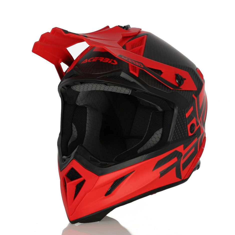 Cross motorcycle helmet in Acerbis STEEL Carbon Red Fire