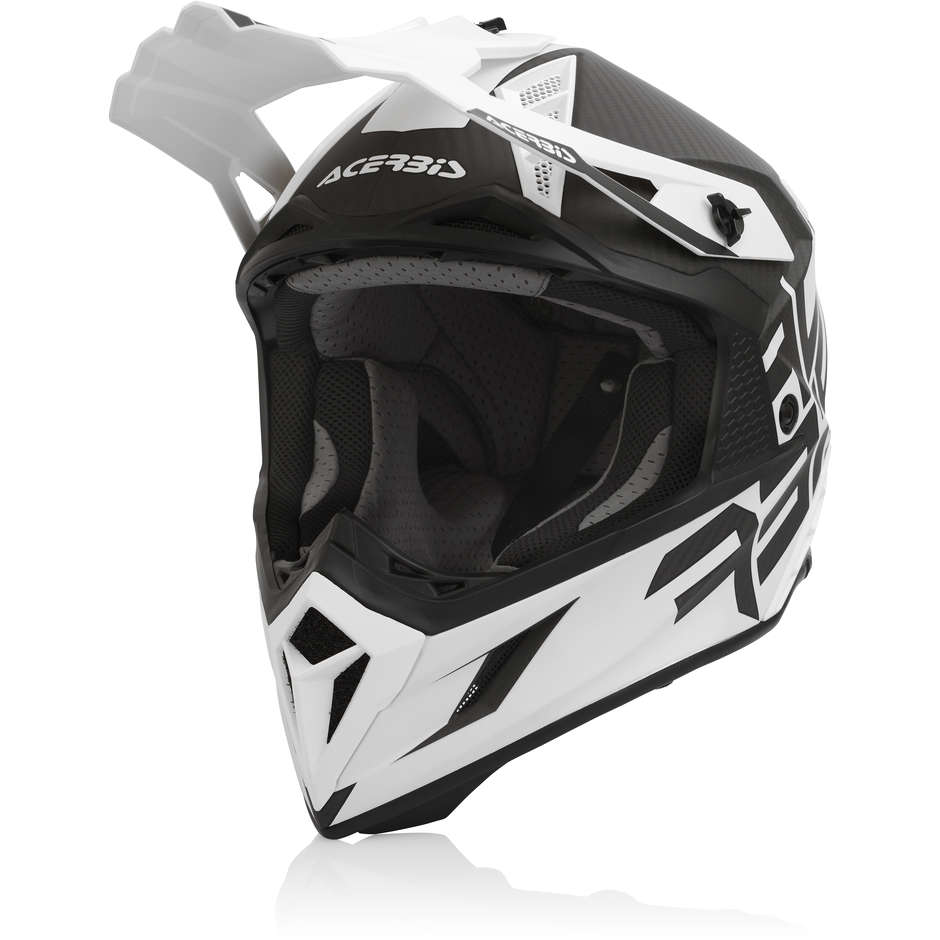 Cross motorcycle helmet in Acerbis STEEL Carbon White Black