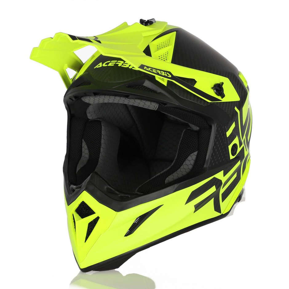 Cross motorcycle helmet in Acerbis STEEL Carbon Yellow Fluo