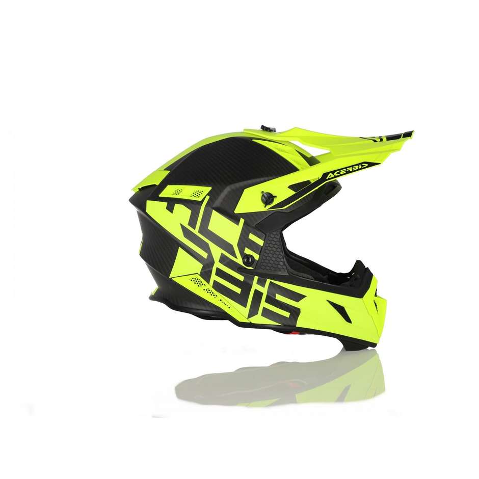 Cross motorcycle helmet in Acerbis STEEL Carbon Yellow Fluo