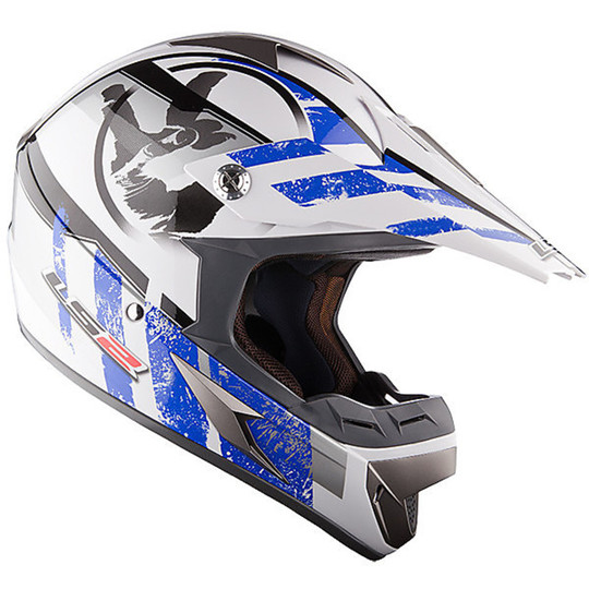 Cross motorcycle helmet LS2 MX433 White Blue Stripe
