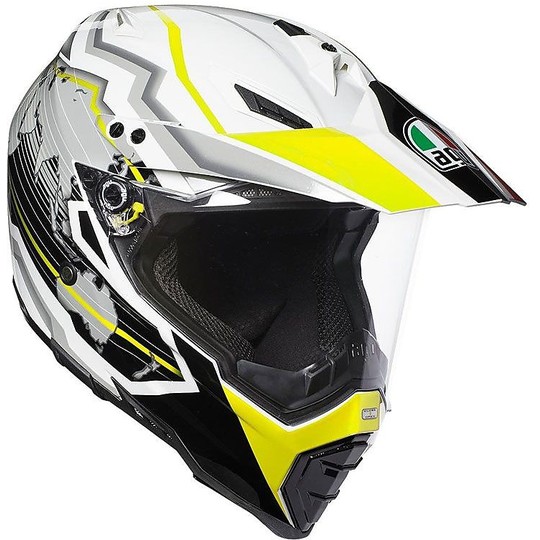 Crossover Enduro Helmets AGV AX-8 Dual EVO Earth Black White Yellow Fluo