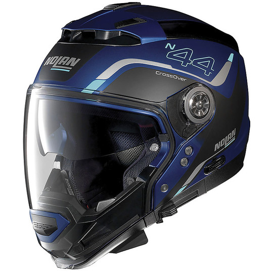 Crossover Helm Moto Modular Nolan N44 N-Com Alter Blickwinkel der Aufnahme 048 Cayman Blau