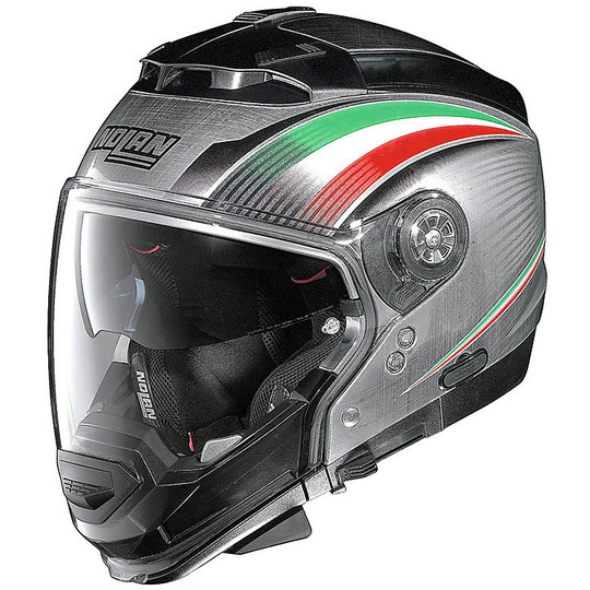Crossover Helm Moto Modular Nolan N44 N-Com Alter Italien 015 verkratzte Chrom