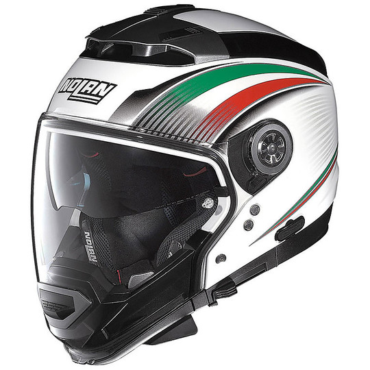 Crossover Helm Moto Modular Nolan N44 N-Com Alter Italien 016 Gloss White