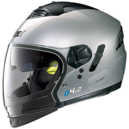 Crossover Modular Motorrad Helm Grex G4.2 PRO Kinetic N-Com Metall Silber
