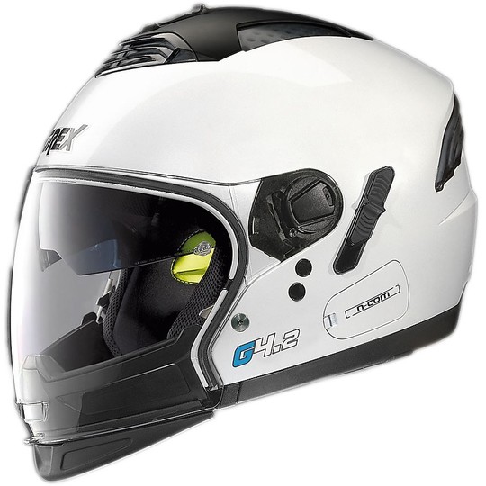 Crossover Modular Motorrad Helm Grex G4.2 PRO Kinetic N-Com Metall Weiß