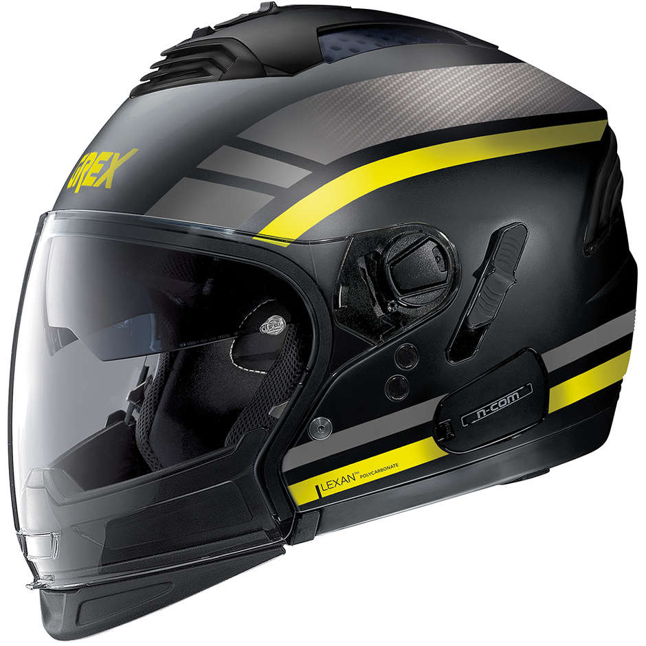 CrossOver Motorcycle Helmet Approved P / J Grex G4.2 Pro N-Com TIMELAPSE 044 Black Matt Yellow