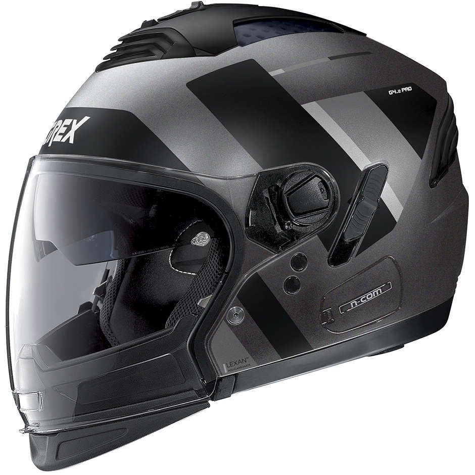 CrossOver Motorcycle Helmet Approved P / J Grex G4.2 PRO SWING N-Com 038 Black Matt Gray