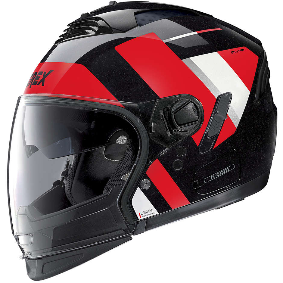 CrossOver Motorcycle Helmet Approved P / J Grex G4.2 PRO SWING N-Com 040 Black Red