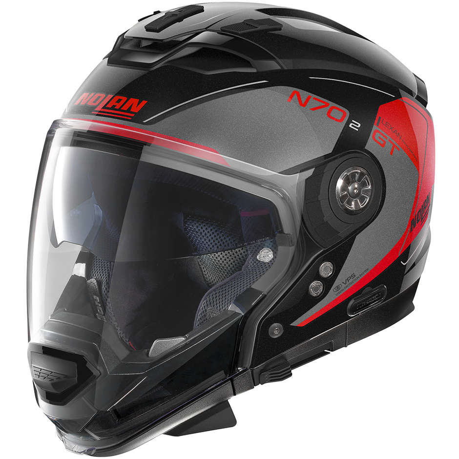 Crossover Motorcycle Helmet Nolan N70.2 GT LAKOTA N-Com 038 Black Metal Red