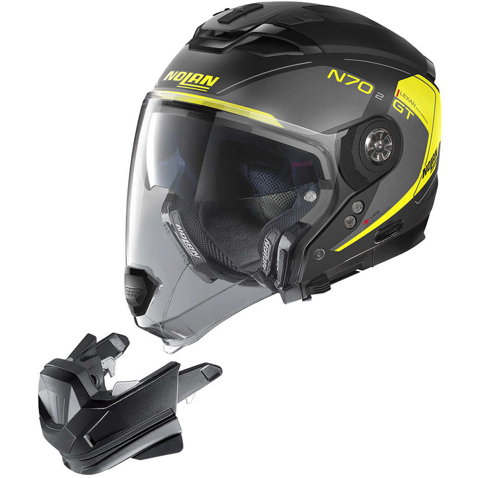 Crossover Motorcycle Helmet Nolan N70.2 GT LAKOTA N-Com 039 Matt Black Fluo Yellow