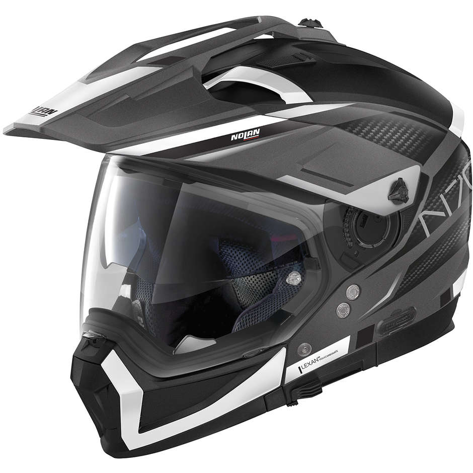 Crossover Motorcycle Helmet Nolan N70-2 X EARTHQUAKE N-Com 046 Lava Gray Matt White