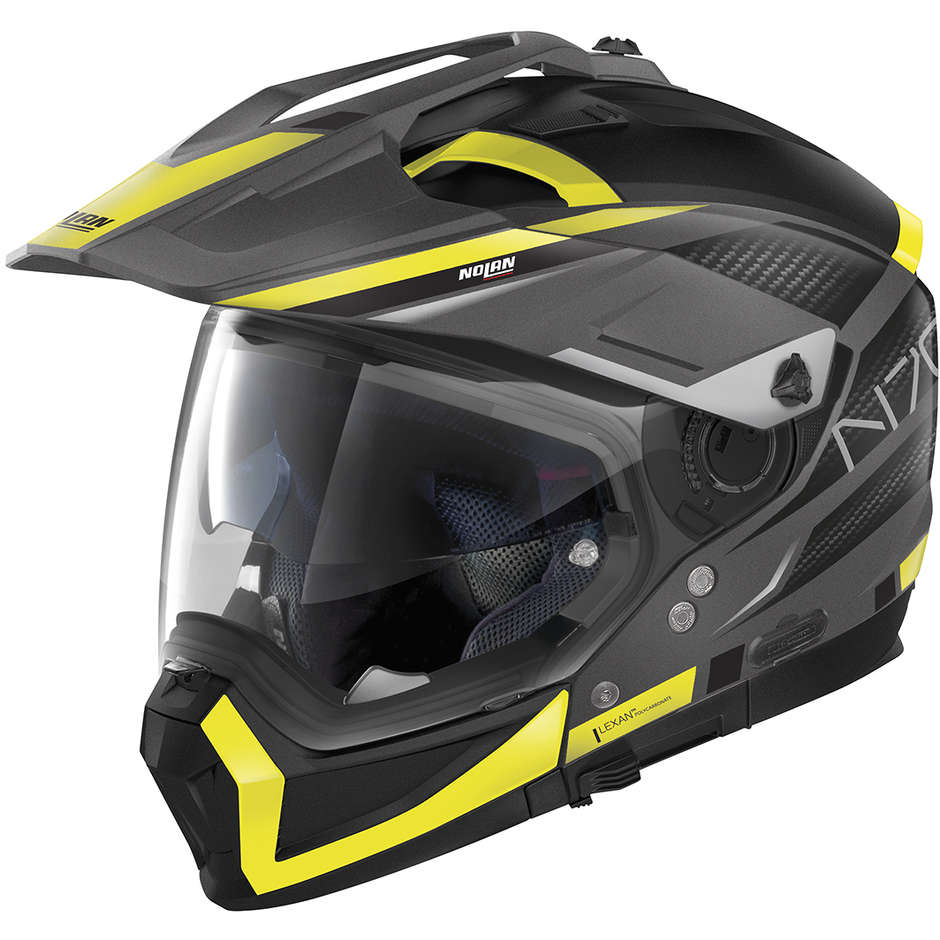 Crossover Motorcycle Helmet Nolan N70-2 X EARTHQUAKE N-Com 047 Lava Gray Matt Yellow