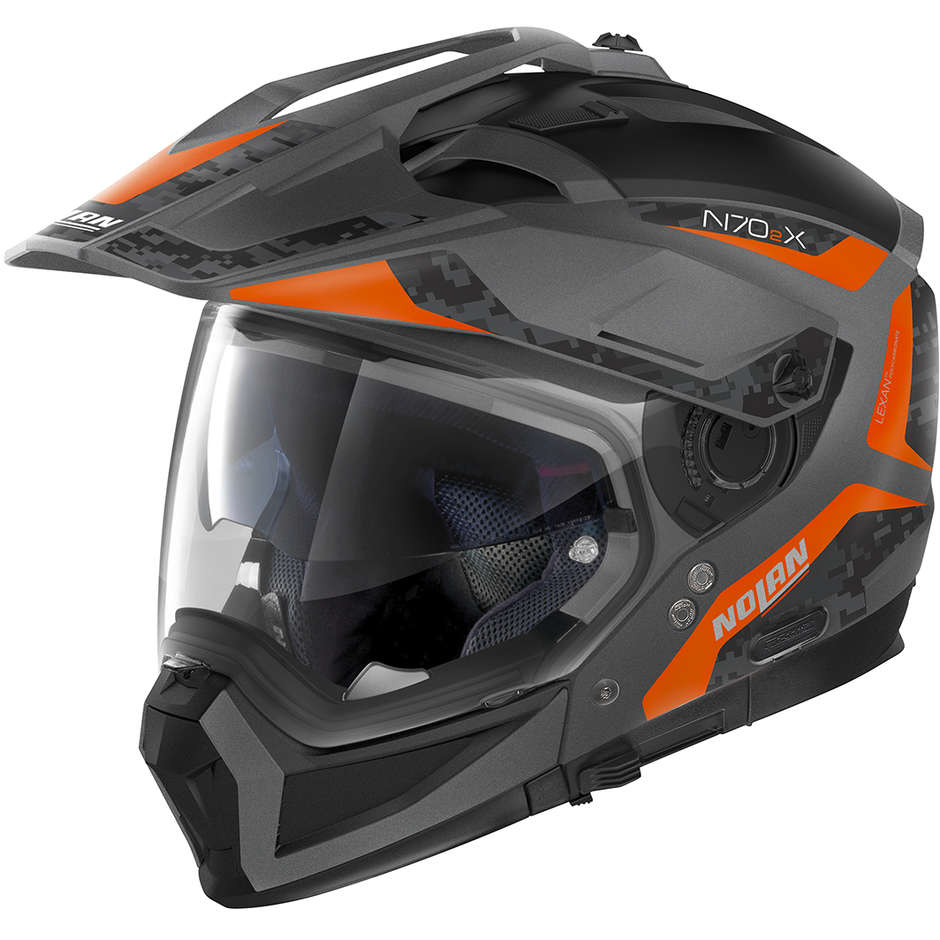 Crossover Motorcycle Helmet Nolan N70.2 X TORPEDO N-Com 044 Orange Lava Gray Matt