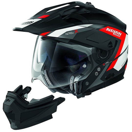 Crossover Motorcycle Helmet ON-OFF NOLAN N70.2x Grandes Alpes N-Com 020 Matte Black Red