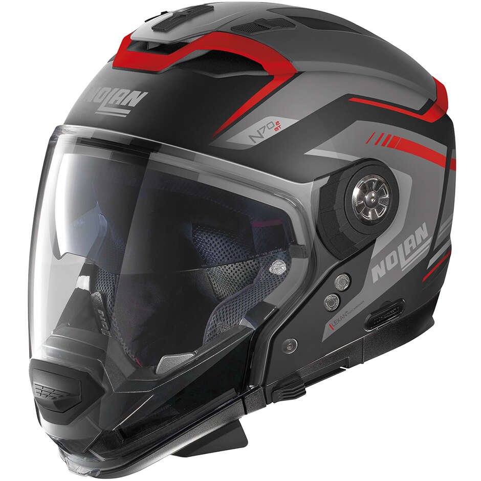 Crossover Motorcycle Helmet P/J Nolan N70-2 GT 06 SWITCHBACK N-Com 058 Matt Black Red