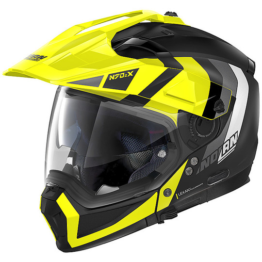 CrossOver On-Off Motorcycle Helmet Nolan N70.2x DECURIO N-Com 030 Black Matt Yellow