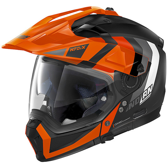 CrossOver On-Off Motorcycle Helmet Nolan N70.2x DECURIO N-Com 031 Matt Black Orange