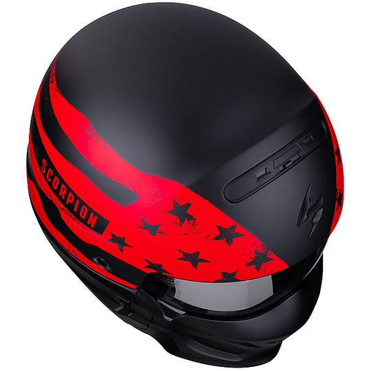 CrossOver Scorpion EXO-COMBAT ROOKIE Casque de moto Noir Mat Rouge