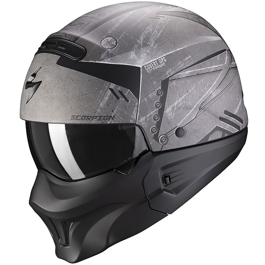 CrossOver Street Fight Helmet Scorpion Motorcycle Exo-COMBAT Evo INCURSION Matt Black Silver