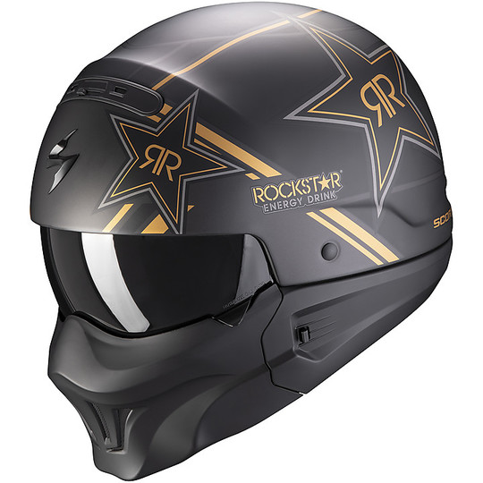 CrossOver Street Fight Helmet Scorpion Motorcycle Exo-COMBAT Evo ROCKSTAR Black Gold