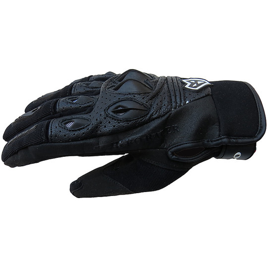 Cuir et tissu noirs du héros 1007 de gants de sports d'été avec des protections noires