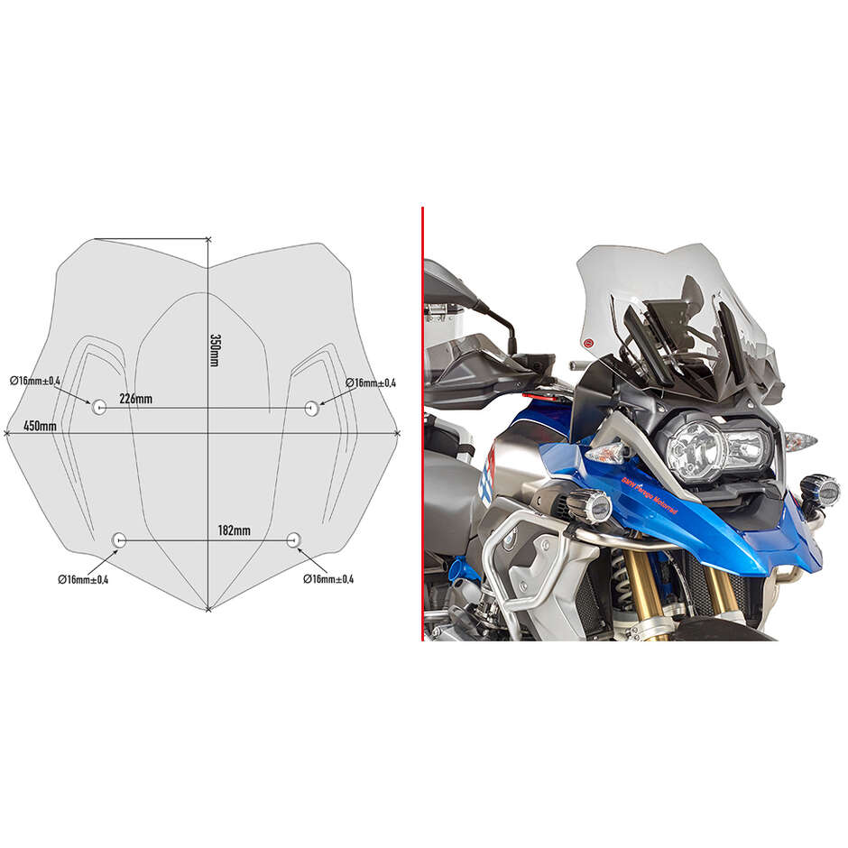 Cupolino basso e sportivo fumé Givi D5124B Per BMW R 1200 GS Adventure (14 > 18)