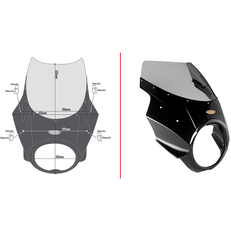 Cupolino fumé con carenatura in fibra di vetro Givi A800N Per BMW R 1200 NINE T (14 > 24) MOTO GUZZI V7 III Stone / Special (17 > 20)