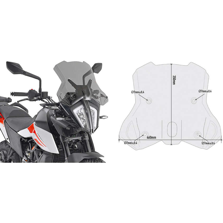 Cupolino fumé Givi 7710D Per KTM 390 Adventure (20 > 24); 790 Adventure / R (19 > 20); KTM 890 Adventure (21 > 22) 