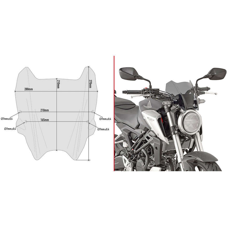 Cupolino fumé Givi A1164 Per HONDA CB 125 R / CB 300 R (18 > 24)