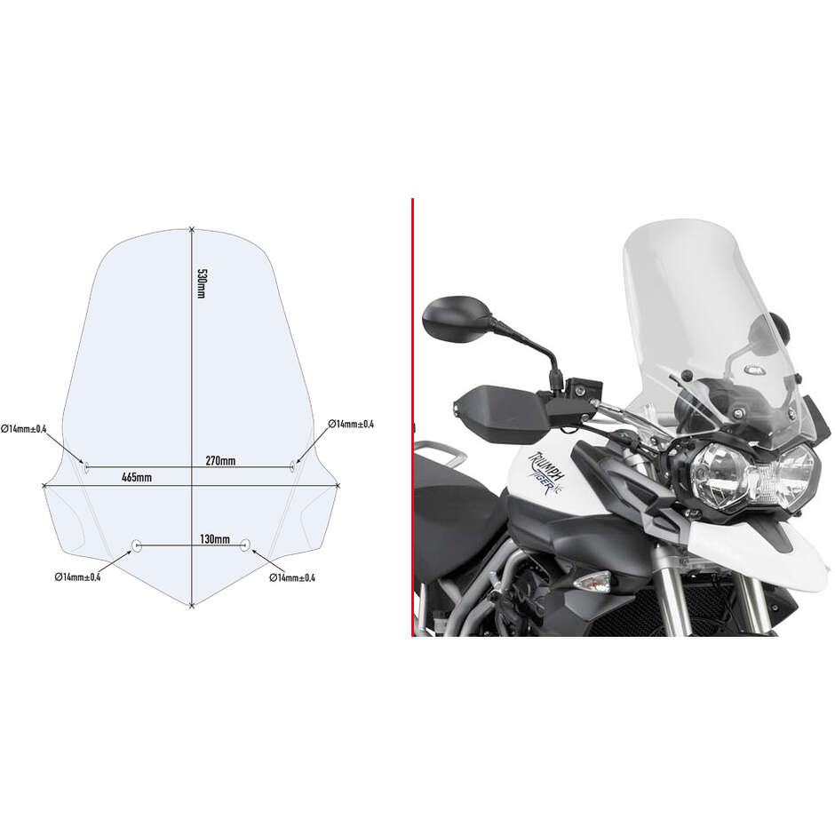 Cupolino trasparente 6401DT Per TRIUMPH Tiger 800 / 800 taglia un