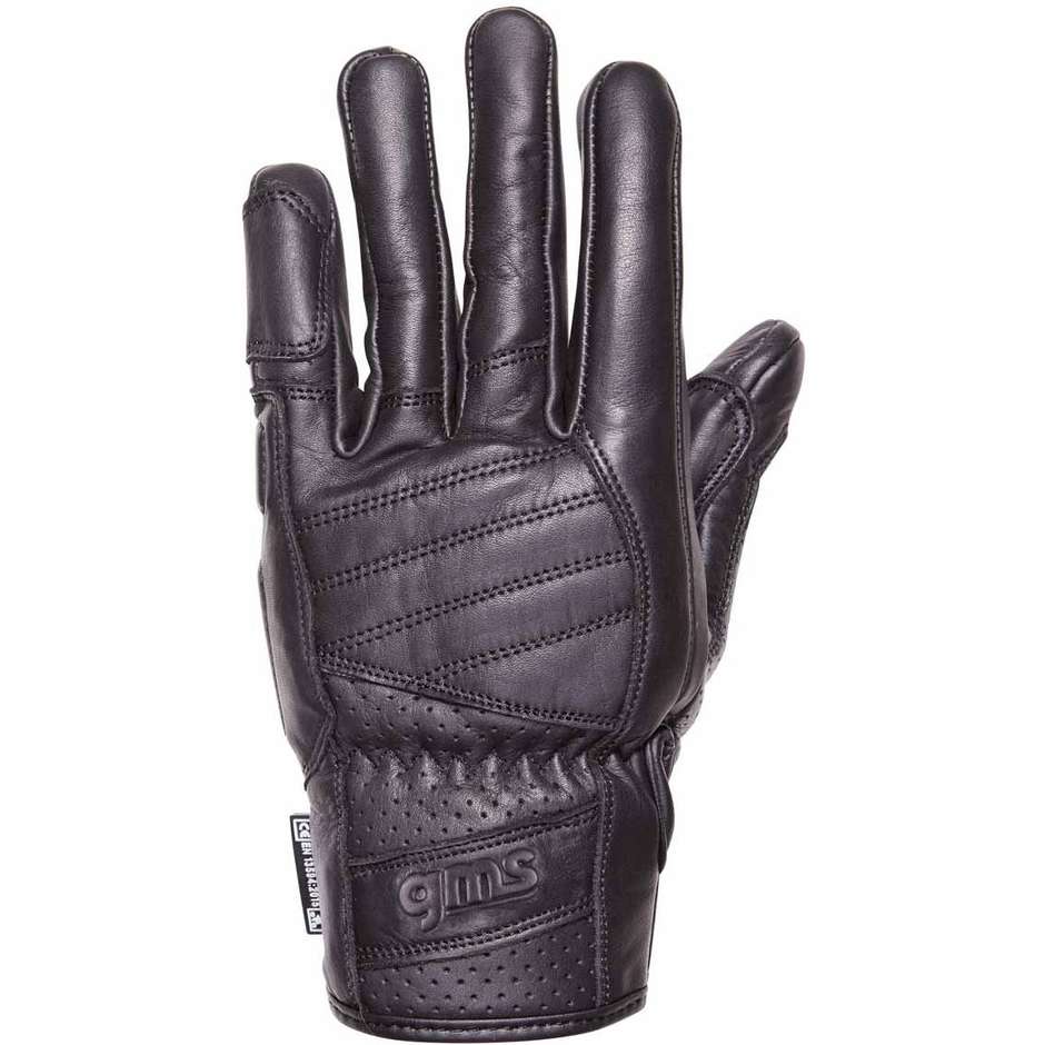 Custom Gms FLORIDA Black Leather Motorcycle Gloves