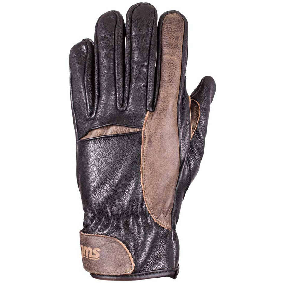 Custom Gms RYDER Black Brown Leather Motorcycle Gloves