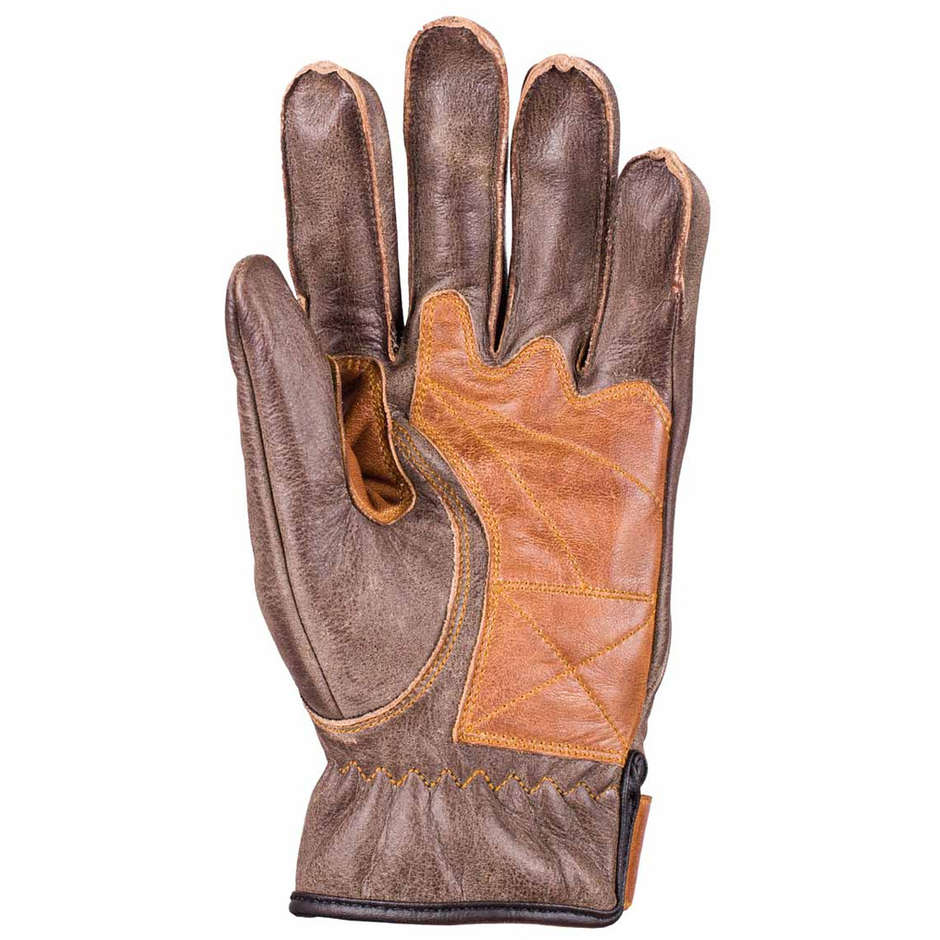 Custom Gms RYDER Brown Black Leather Motorcycle Gloves