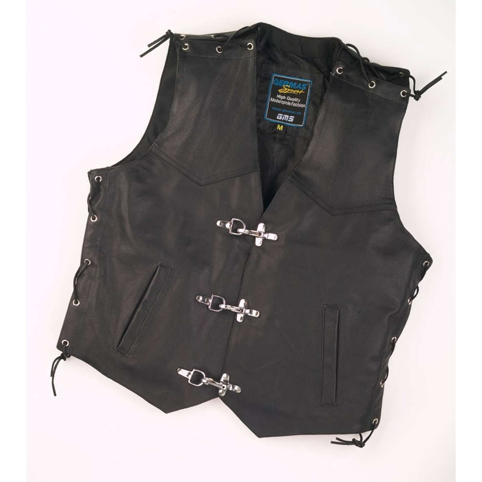 Custom Gms WESTE HOOK Leather Motorcycle Vest Black