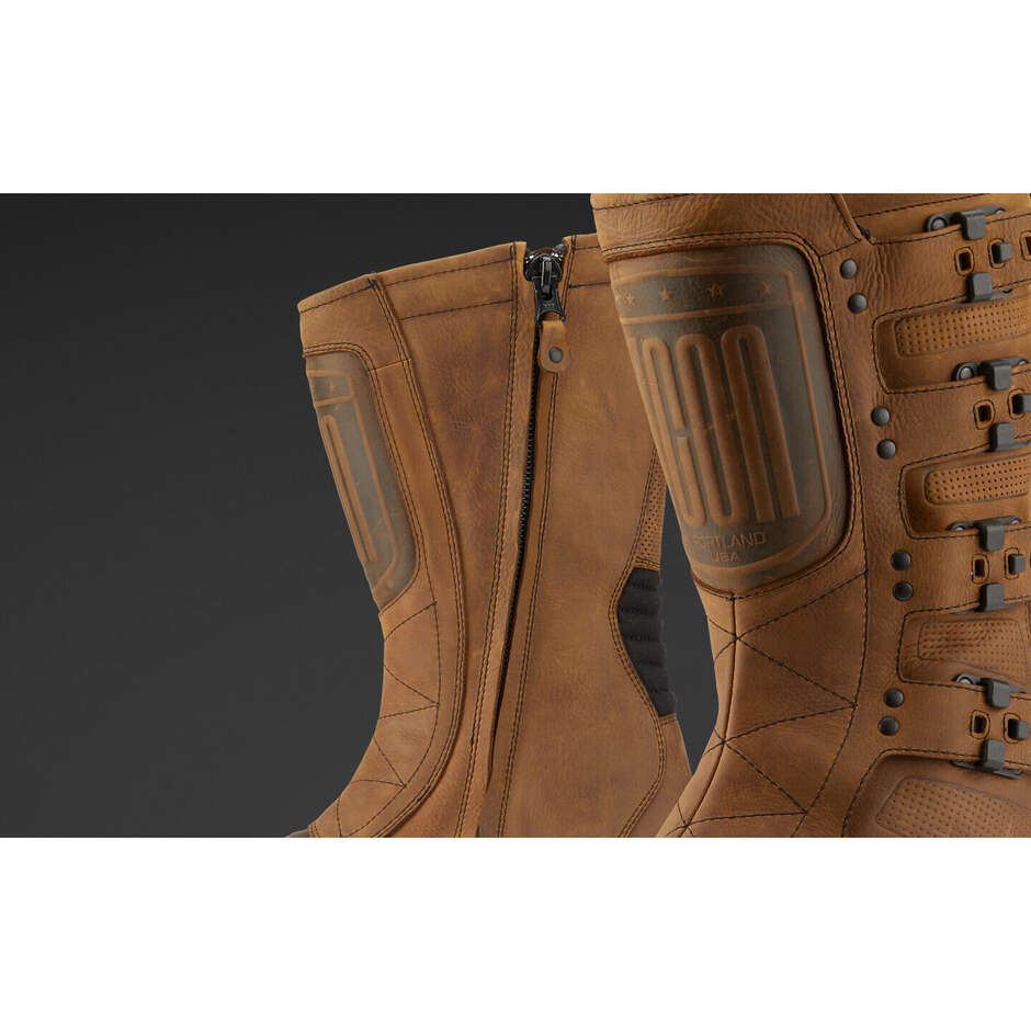 Custom Icon ELSINORE2 CE Brown Motorcycle Boots