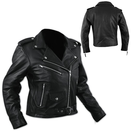 Custom Jacket Lady In Full Grain Leather A-Pro Queen Lady Black Model