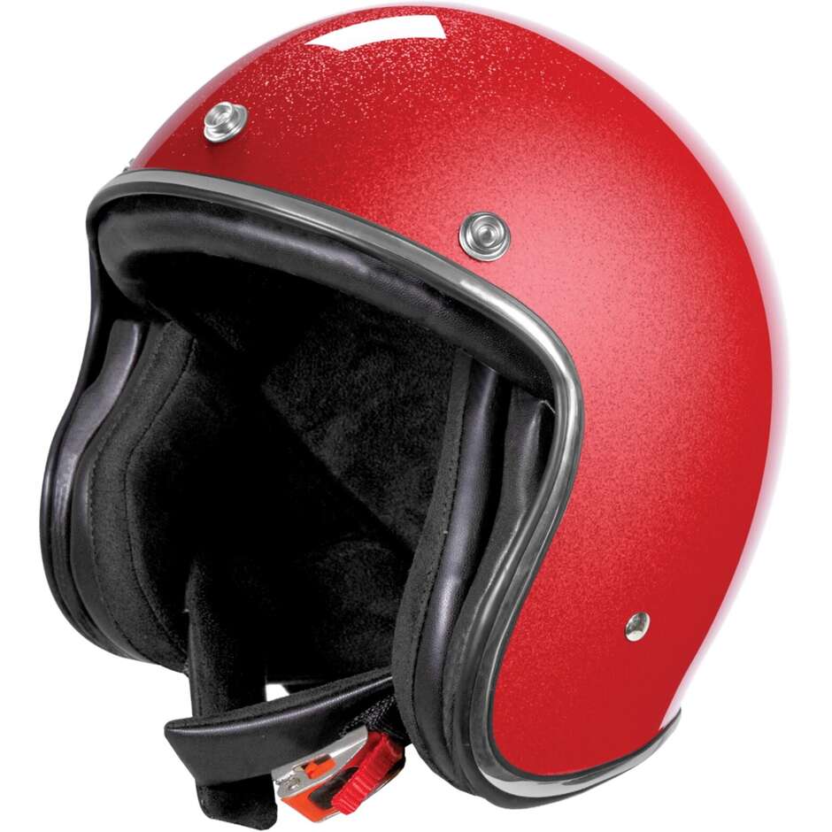 Custom Jet Stormer Motorcycle Helmet QUARTZ GLITTER Glossy Red