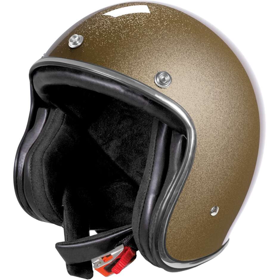Custom Jet Stormer QUARTZ GLITTER Glossy Gold Motorcycle Helmet