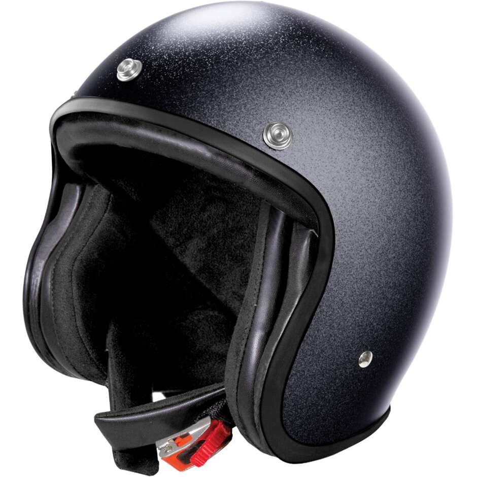 Custom Jet Stormer QUARTZ GLITTER Matt Black Motorcycle Helmet