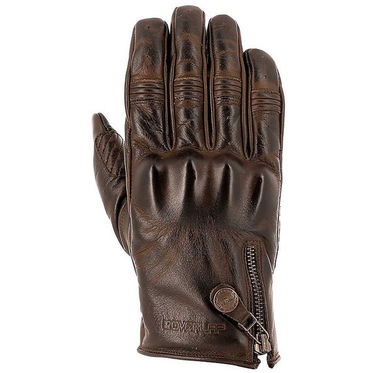 Custom Leather Perforated Leather Gloves Overlap Canonball Brown