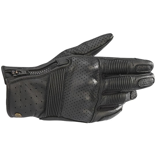 Custom Leather Perforated Motorcycle Gloves Oscar By Alpinestars RAYBURN v2 Black