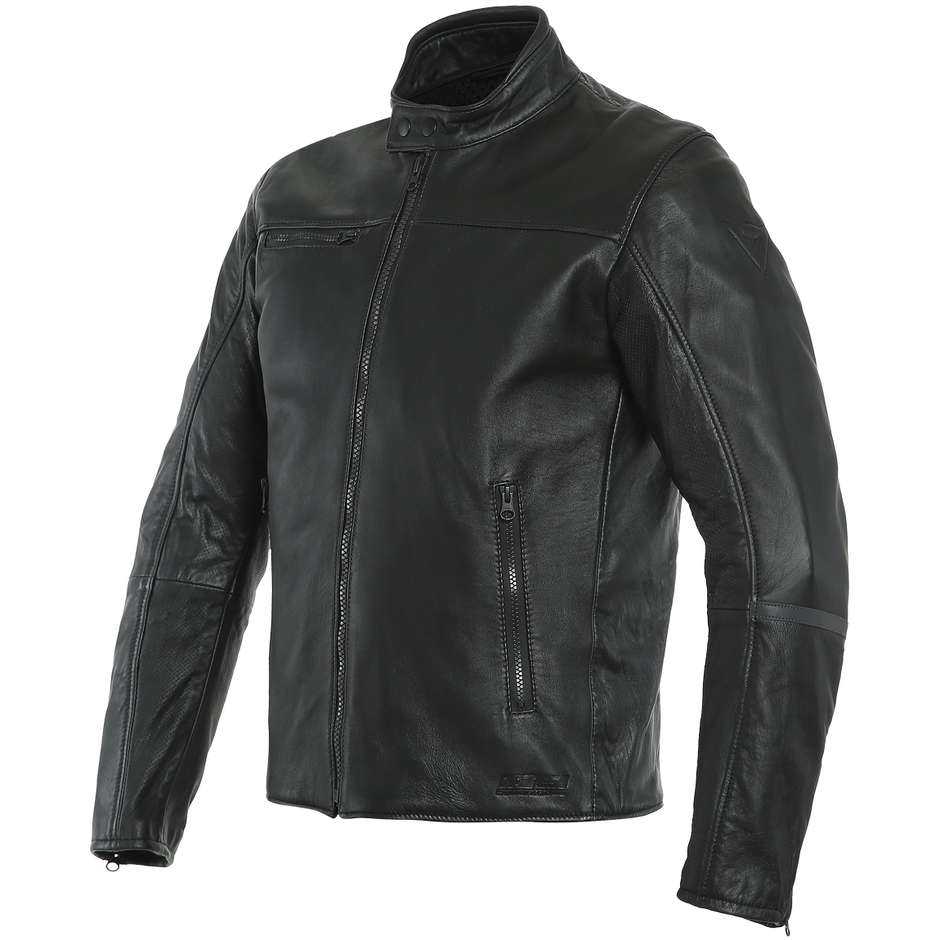 Custom Motorcycle Jacket in Dainese Leather 72 MARSHAL Black