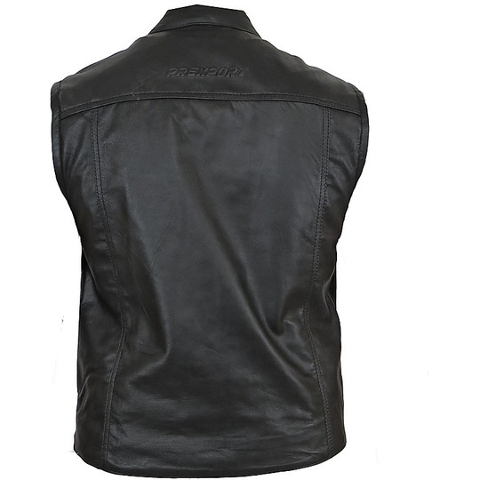 Custom Motorcycle Vest in Pxt Leather ROB Black 2 Pockets