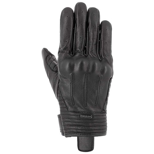 Custom Overlap Brooks Black Leather Motorcycle Gloves