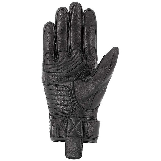 Custom Overlap Brooks Black Leather Motorcycle Gloves